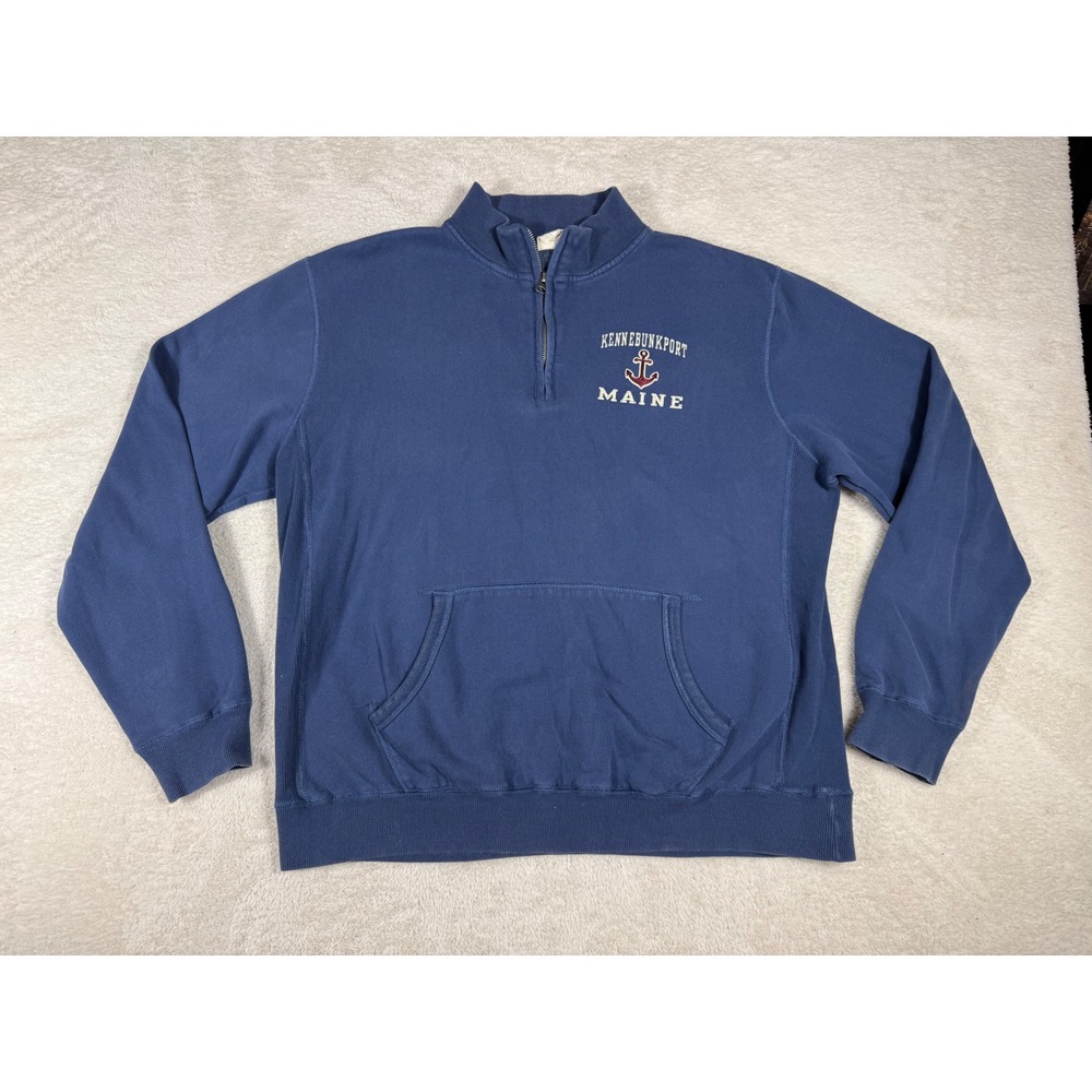 Blue 84 Quarter Zip Sweatshirt Mens XL Blue Excellent Kennebunkport Maine Anchor